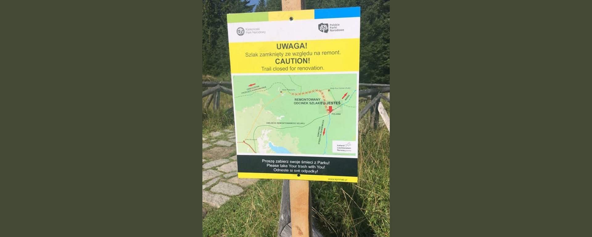 Remont żółtego szlaku od Polany do Pielgrzymów w Karkonoskim Parku Narodowym